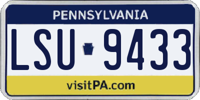 PA license plate LSU9433