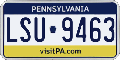 PA license plate LSU9463