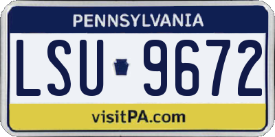 PA license plate LSU9672