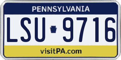 PA license plate LSU9716