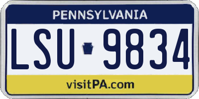 PA license plate LSU9834