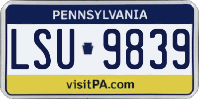 PA license plate LSU9839