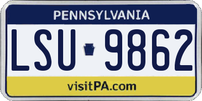 PA license plate LSU9862