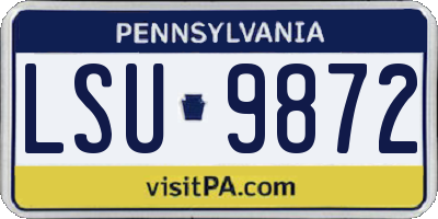 PA license plate LSU9872