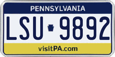 PA license plate LSU9892