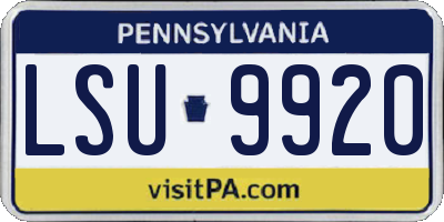 PA license plate LSU9920