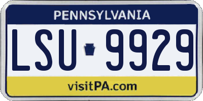 PA license plate LSU9929