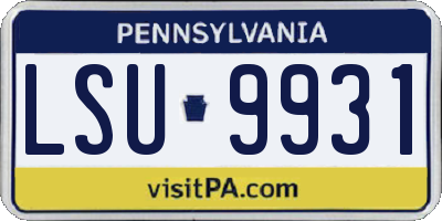PA license plate LSU9931