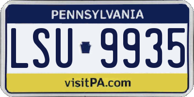 PA license plate LSU9935