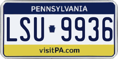 PA license plate LSU9936