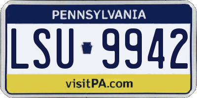 PA license plate LSU9942