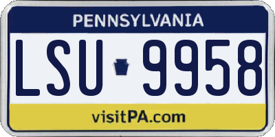 PA license plate LSU9958
