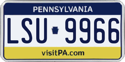 PA license plate LSU9966