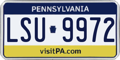 PA license plate LSU9972