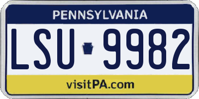 PA license plate LSU9982