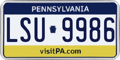PA license plate LSU9986