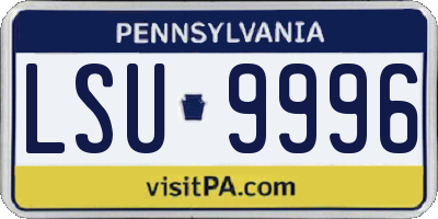 PA license plate LSU9996