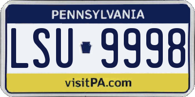 PA license plate LSU9998