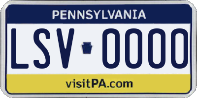 PA license plate LSV0000