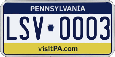 PA license plate LSV0003
