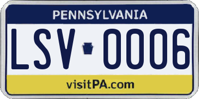 PA license plate LSV0006