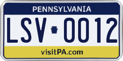 PA license plate LSV0012