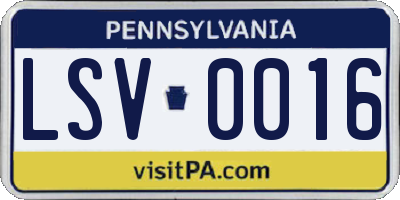PA license plate LSV0016