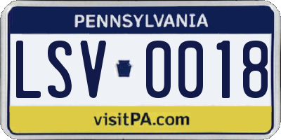 PA license plate LSV0018
