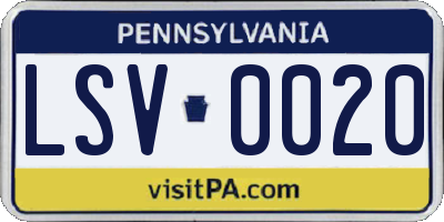 PA license plate LSV0020