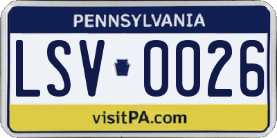 PA license plate LSV0026