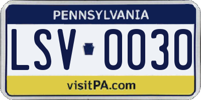 PA license plate LSV0030