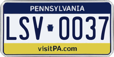 PA license plate LSV0037