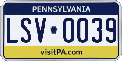 PA license plate LSV0039