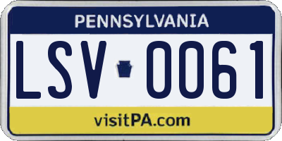 PA license plate LSV0061