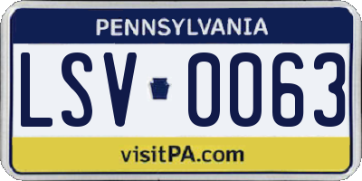 PA license plate LSV0063