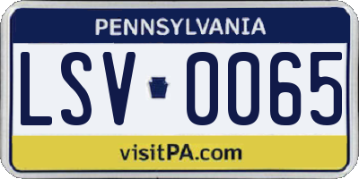 PA license plate LSV0065
