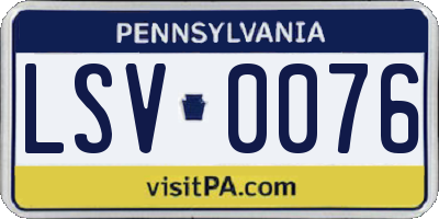 PA license plate LSV0076