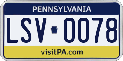 PA license plate LSV0078
