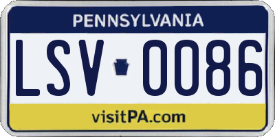 PA license plate LSV0086