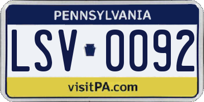 PA license plate LSV0092