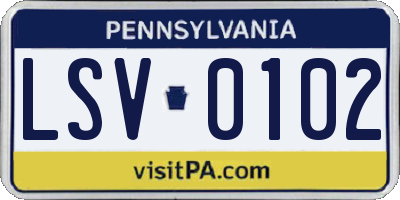 PA license plate LSV0102