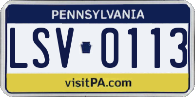 PA license plate LSV0113