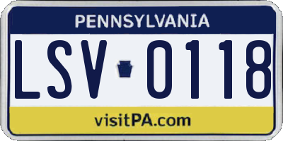 PA license plate LSV0118