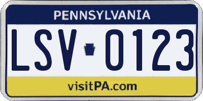 PA license plate LSV0123