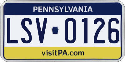 PA license plate LSV0126