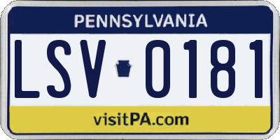 PA license plate LSV0181