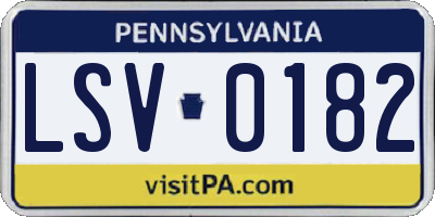 PA license plate LSV0182