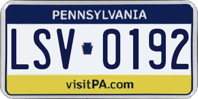 PA license plate LSV0192