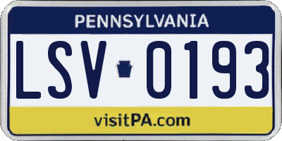 PA license plate LSV0193