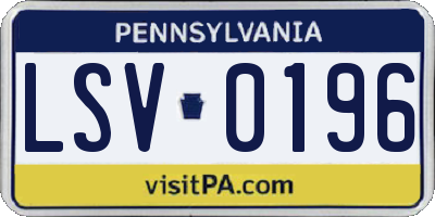 PA license plate LSV0196